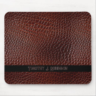 Personalisierte Imitate Leather Brown bestickt Mousepad