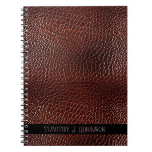 Personalisierte Imitate Leather Brown bestickt Notizblock