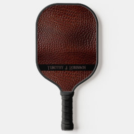 Personalisierte Imitate Leather Brown bestickt Pickleball Schläger