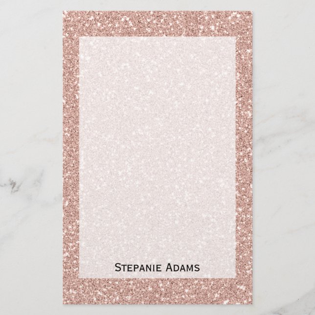 Personalisierte Imitate Rose Gold Glitzer Briefpapier (Vorderseite)