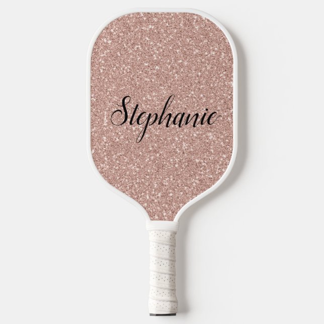 Personalisierte Imitate Rose Gold Glitzer Pickleball Schläger (Vorderseite)