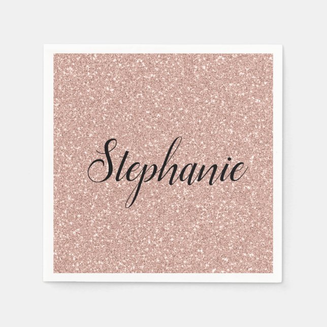 Personalisierte Imitate Rose Gold Glitzer Serviette (Vorderseite)
