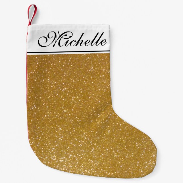 Personalisierte ImitatgoldGlitter Kleiner Weihnachtsstrumpf (Vorderseite)