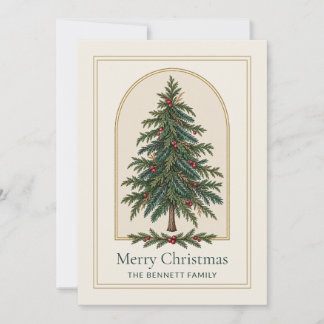 Personalisierte Immergrün-Familien-Weihnachtskarte Feiertagskarte