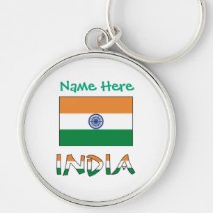 Personalisierte Indien-Flagge Runde Metall- Schlüsselanhänger