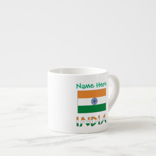 Personalisierte Indien-Flaggen-Name Espressotasse
