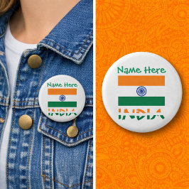 Personalisierte Indienflagge rund Button