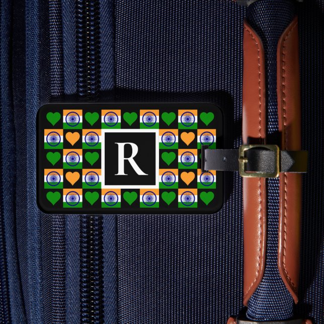 Personalisierte indische Fahne - benutzerdefiniert Gepäckanhänger (Vorderseite Insitu 4)