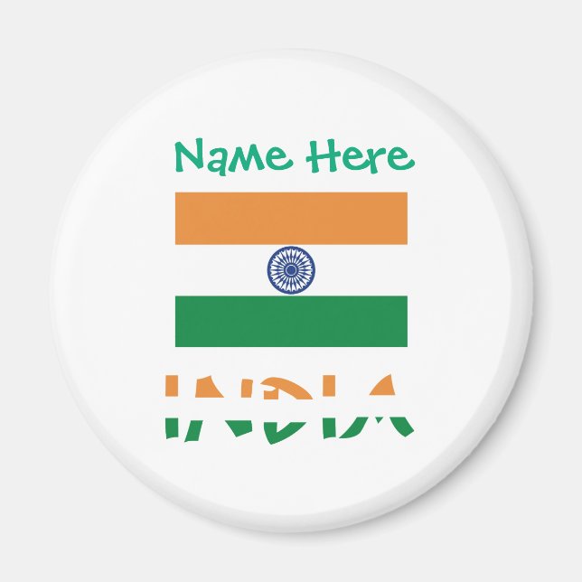 Personalisierte indische Flagge rund Magnet (Vorne)