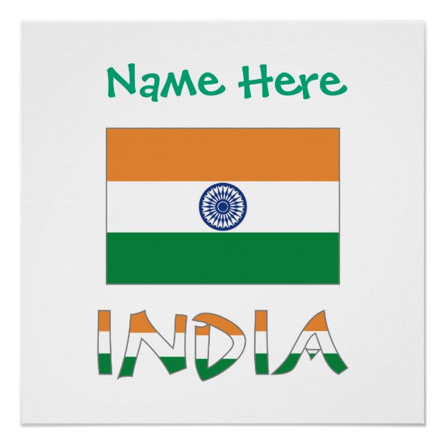 Personalisierte indische Flaggenname Poster (Vorderseite)
