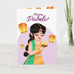 Personalisierte indische Mädchen-Diwali-Schwebe-La Karte