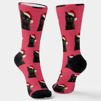 Personalisierte individuelle schwarze Kitty-Katze Socken