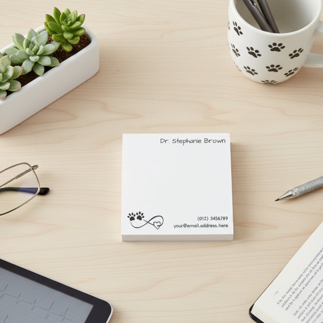 Personalisierte Infinity-Herz- und Pfoten-Post-it- Post-it Klebezettel (Professional & personal - charming Post-it Notes to share notes with pet-loving flair! 🐾❤️)