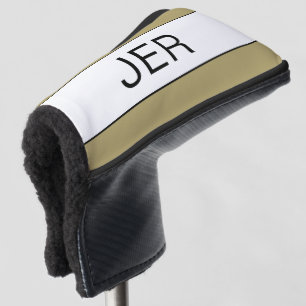Personalisierte Initial Monogram Gold Black Putter Golf Headcover