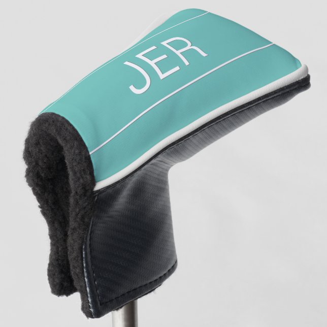 Personalisierte Initial Monogram Light Aquamarin P Golf Headcover (3/4 Vorderseite)