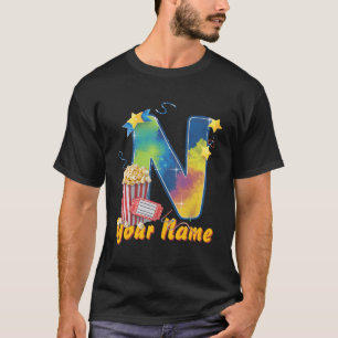 Personalisierte Initial N Popcorn Tickets filmisch T-Shirt