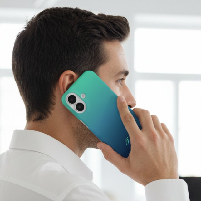 Personalisierte Initialen Blau Verlauf iPhone-Hüll Case-Mate iPhone Hülle (Von Creator hochgeladen)