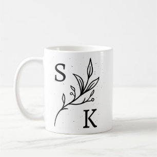 Personalisierte Initialen Botanisches Monogramm Fl Kaffeetasse