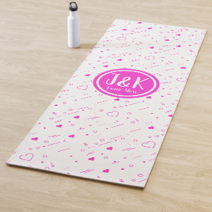 Personalisierte Initialen J & K Rosa Liebesmuster Yogamatte