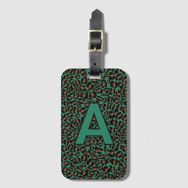 Personalisierte Initialen Leopard-Tierdruck Gepäckanhänger (Vorderseite Vertikal)