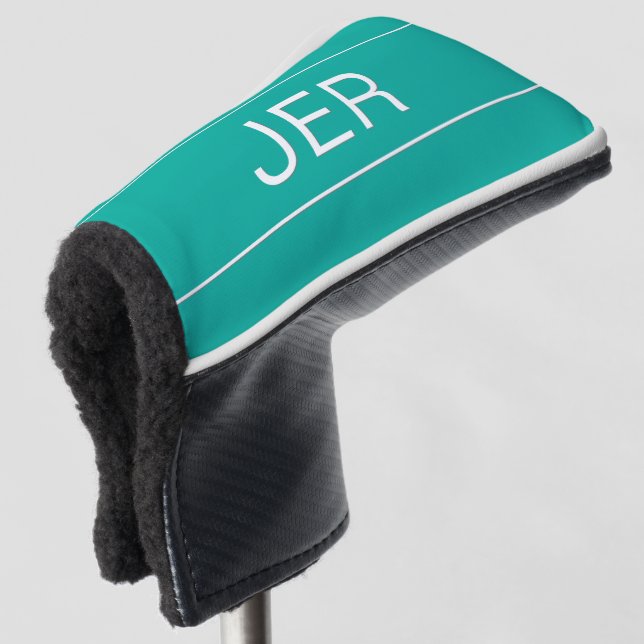 Personalisierte Initialen Mit Monogramm Aquamarine Golf Headcover (3/4 Vorderseite)
