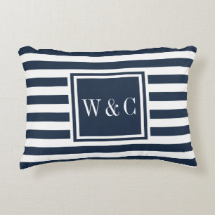Personalisierte Initialen Monogram Navy Blue Dekokissen