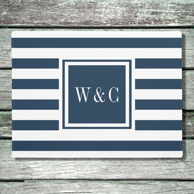 Personalisierte Initialen Monogram Navy Blue und W Fußmatte (Von Creator hochgeladen)