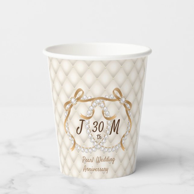 Personalisierte Initialen Pearl Ribbon Paper Cup Pappbecher (Rückseite)