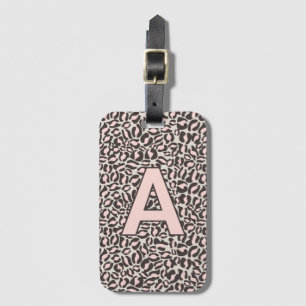 Personalisierte Initialen Pink Leopard, Tierdruck Gepäckanhänger
