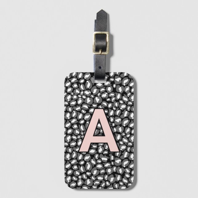 Personalisierte Initialen Pink Leopard, Tierdruck Gepäckanhänger (Vorderseite Vertikal)