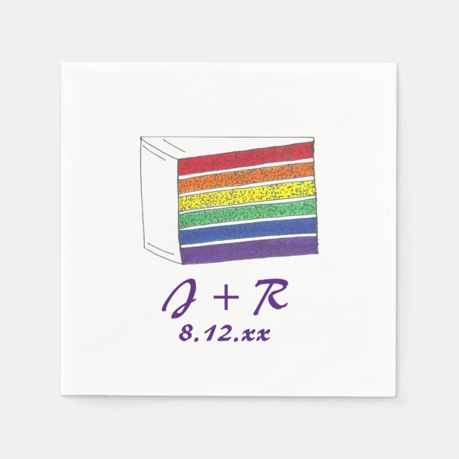 Personalisierte Initialen Rainbow Cake Pride Napki Serviette (Vorderseite)