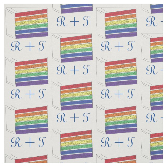 Personalisierte Initialen Rainbow Hochzeitstorte Stoff (Muster)