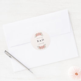 Personalisierte Initialen Roségarten Hochzeitsguns Runder Aufkleber