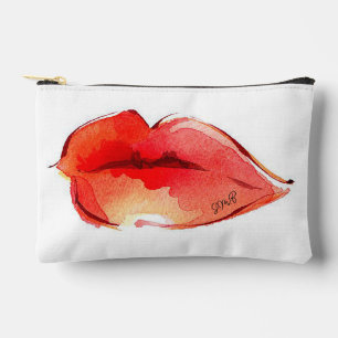 Personalisierte Initialen Rote Lippen Zubehörtasche