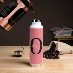 Personalisierte Initialen Schriftzug Name Schwarz  Trinkflasche