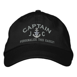 Personalisierte Initialen Text Captain Silver Star Bestickte Kappe