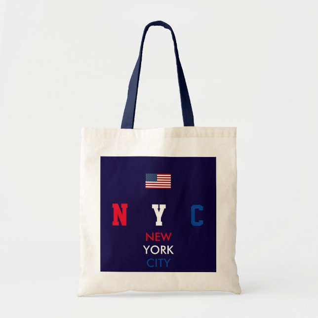 Personalisierte Initialen USA-Flagge New York/Name Tragetasche (Vorne)