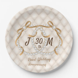 Personalisierte Initials Pearl Ribbon-Papierplatte Pappteller