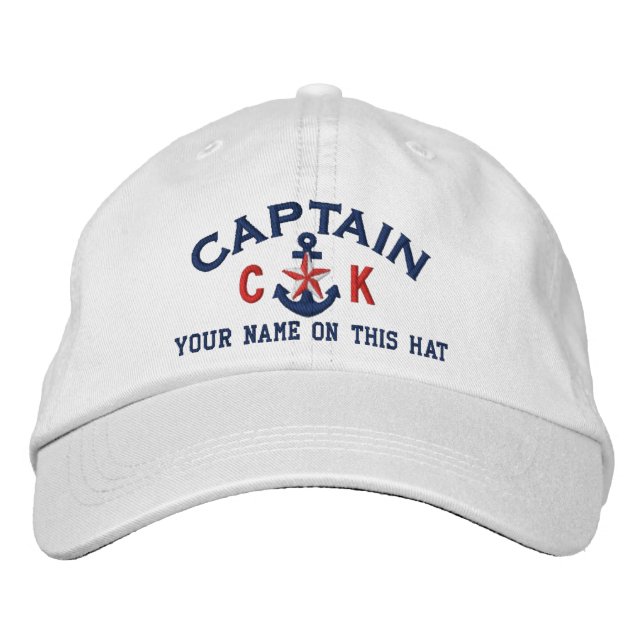 Personalisierte Initials Text Captain Star Anchor Bestickte Kappe (Vorderseite)