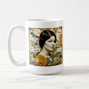 Personalisierte Inspirationswörter und Vintage Fra Kaffeetasse