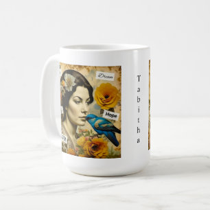 Personalisierte Inspirationswörter und Vintage Lad Kaffeetasse