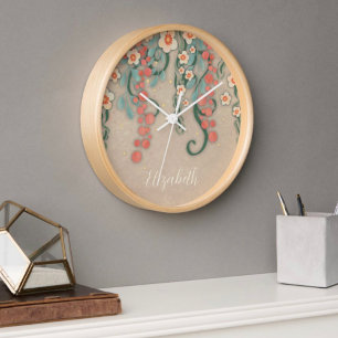 personalisierte Inspirivity Clock "Hanging Floral" Uhr