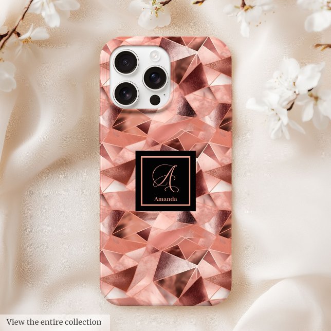 Personalisierte iPhone 16 Hülle Elegante Rose Gold (Personalized iPhone 16 Case Elegant Rose Gold Art)