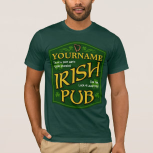 Personalisierte irische Pub-Zeichen-T - Shirts