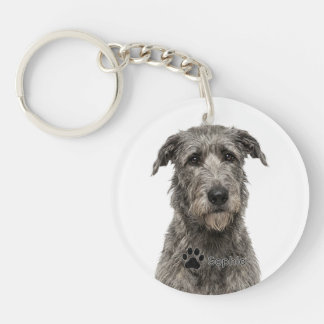 Personalisierte Irischer Wolfshund Grauer Hund Sch Schlüsselanhänger