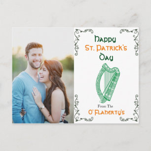 Personalisierte Irish Harp Postcard   St. Patrick  Postkarte