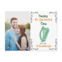 Personalisierte Irish Harp Postcard | St. Patrick 