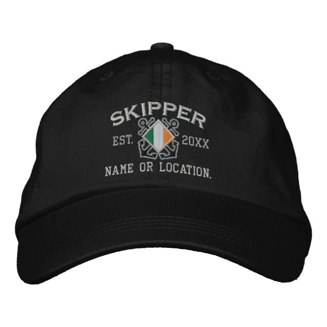Personalisierte Irish Skipper Nautical Embroidery Bestickte Kappe (Vorderseite)