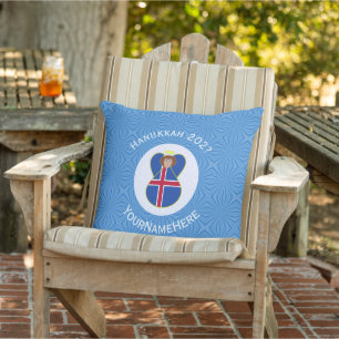 Personalisierte isländische Engel-Hanukkah-Flagge Kissen