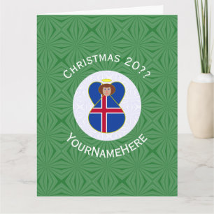 Personalisierte isländische Engel-Weihnachtsflagge Karte